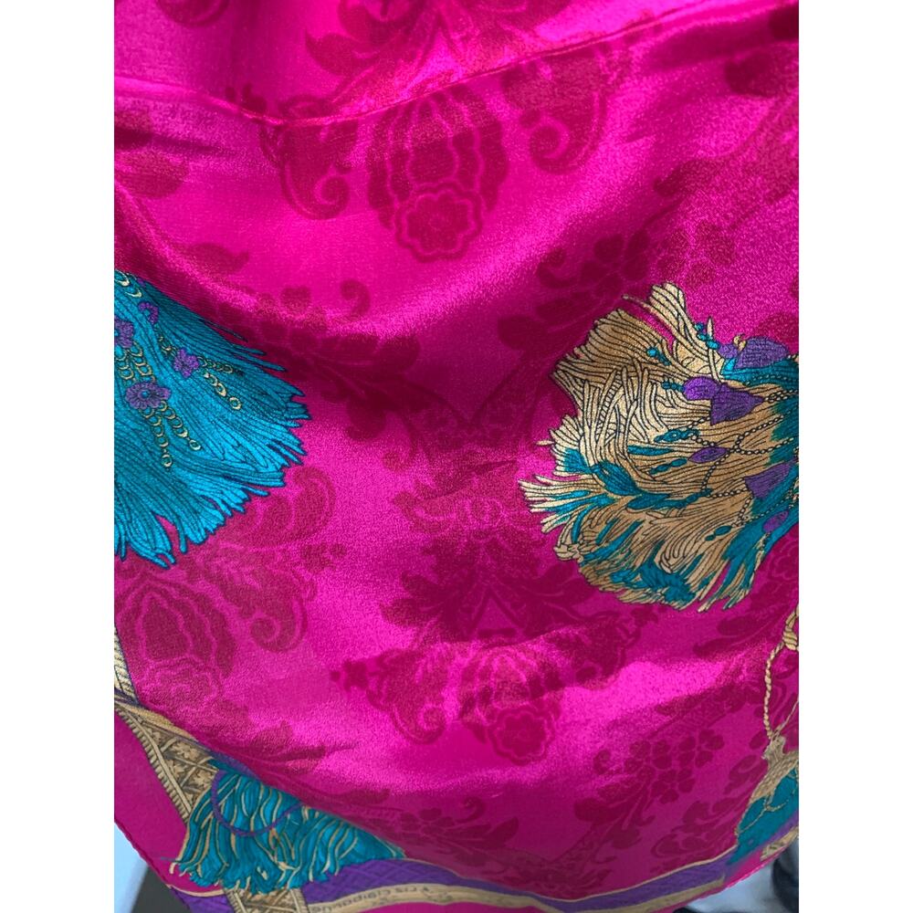 NWT Vintage Bright Multi Colored Liz Claiborne Silk Scarf Tassel Print 50x11 - Picture 5 of 5